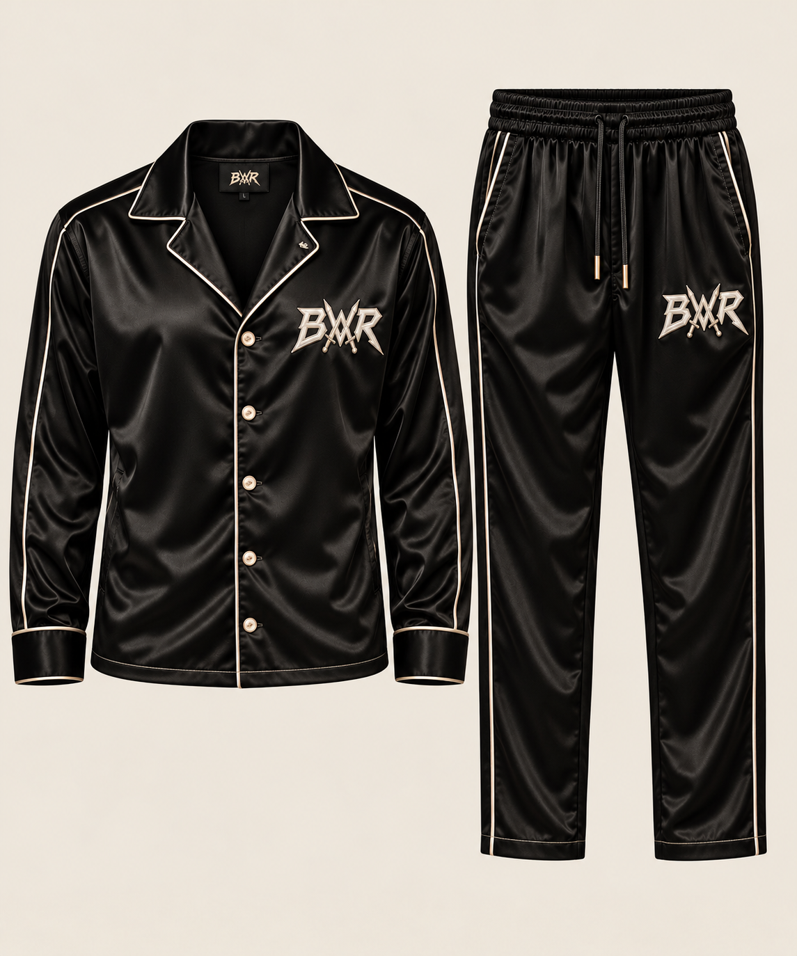 BWR. SILK PAJAMA. BLACK